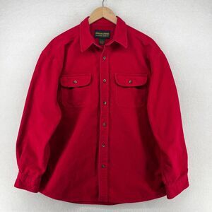 HAZEL CREEK Shirt Men XL Chamois Heavyweight Shacket Button Front Work Field Red